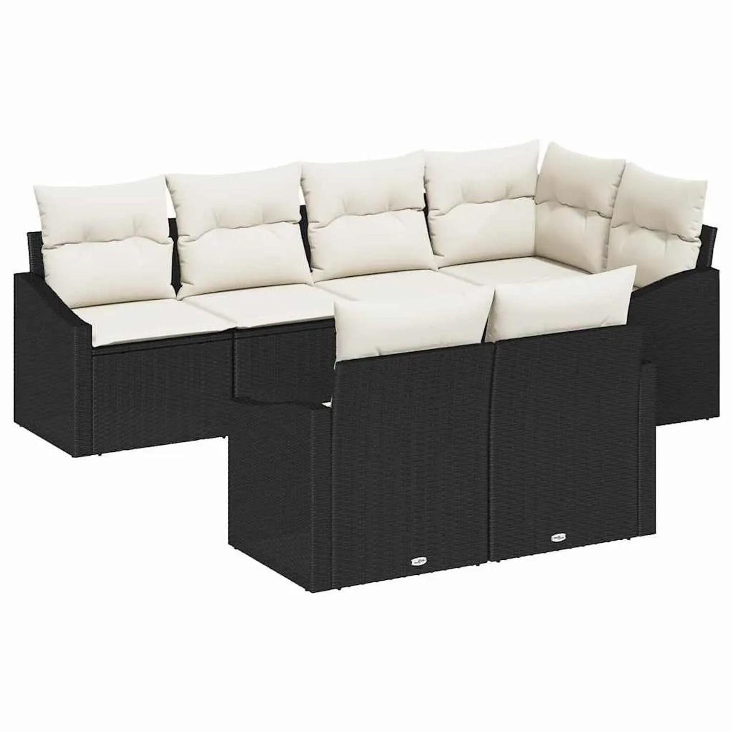 vidaXL Garten Essgruppe mit Kissen 7-Tlg Schwarz und Creme 3355426 günstig online kaufen