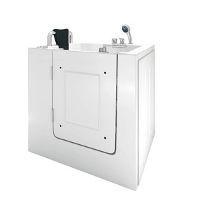 AquaVapore Sitzbadewanne mit Tür, 100x78cm. Whirlpool-Funktion, Armaturen und Handbrause inklusive.