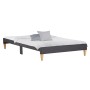Graues Homestyle4u Polsterbett 90x200 mit Lattenrost, Matratze und Holzfüßen.
