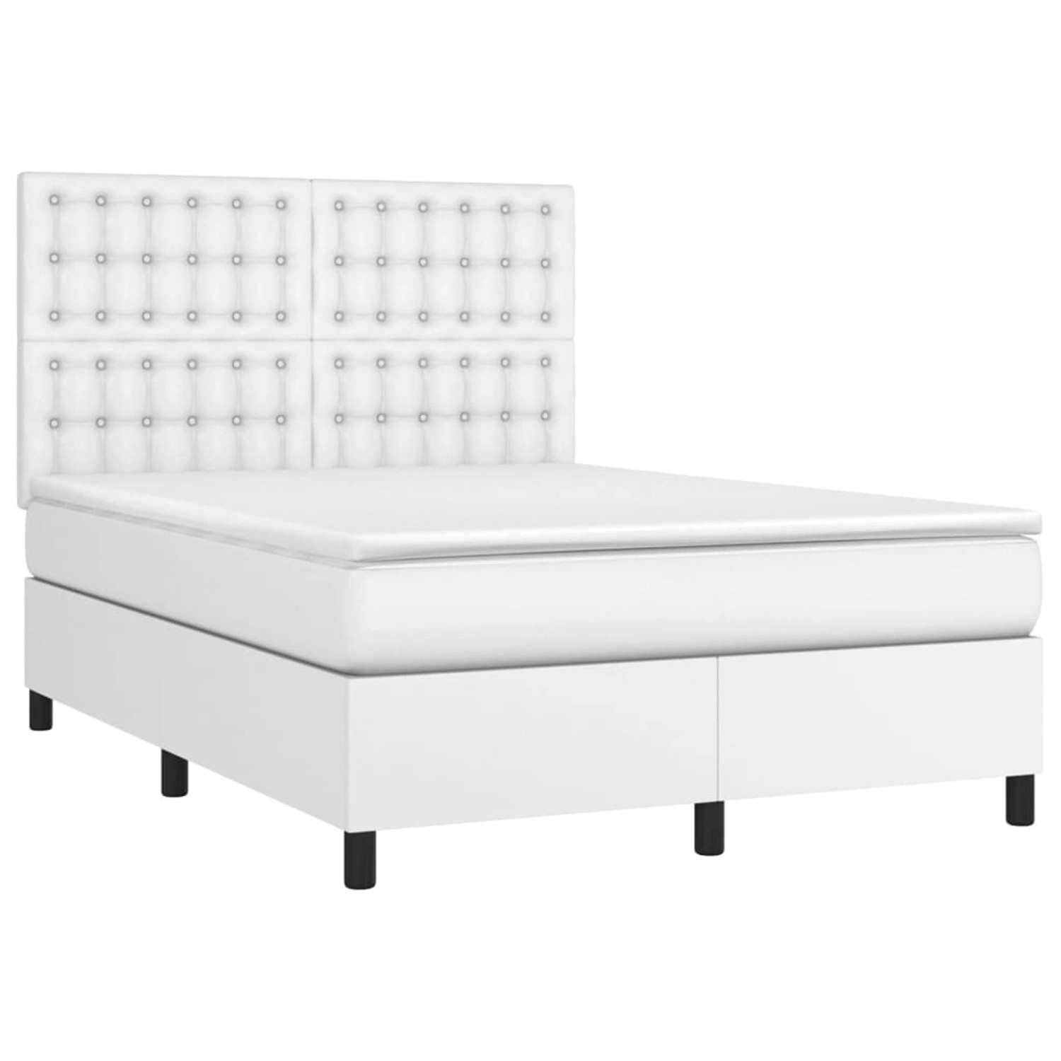 vidaXL Boxspringbett mit Matratze & LED Weiß 140x200 cm Kunstleder 3135946 günstig online kaufen