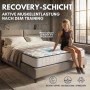 Arensberger Taschenfederkernmatratze Lena 140x200 cm auf einem Bett mit Sportlerin.