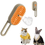 PETSATION 3-in-1 Dampfbürste für Hunde & Katzen. Beige Bürste mit orange Silikonborsten, Dampf & losem Fell. Zwei Katzen.