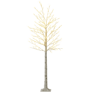 HOMCOM LED Baum mit 180 warmweißen LEDs, 180 cm hoch, in Birkenoptik für Innen & Außen.
