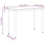 Rechteckiger vidaXL Esstisch aus Metall mit Maßen: 110 cm Länge, 55 cm Breite, 75 cm Höhe.