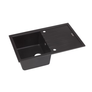 Schwarze Granit-Einbauspüle mit Abtropffläche. Ideal für Impuls Küchen Küchenzeilen.