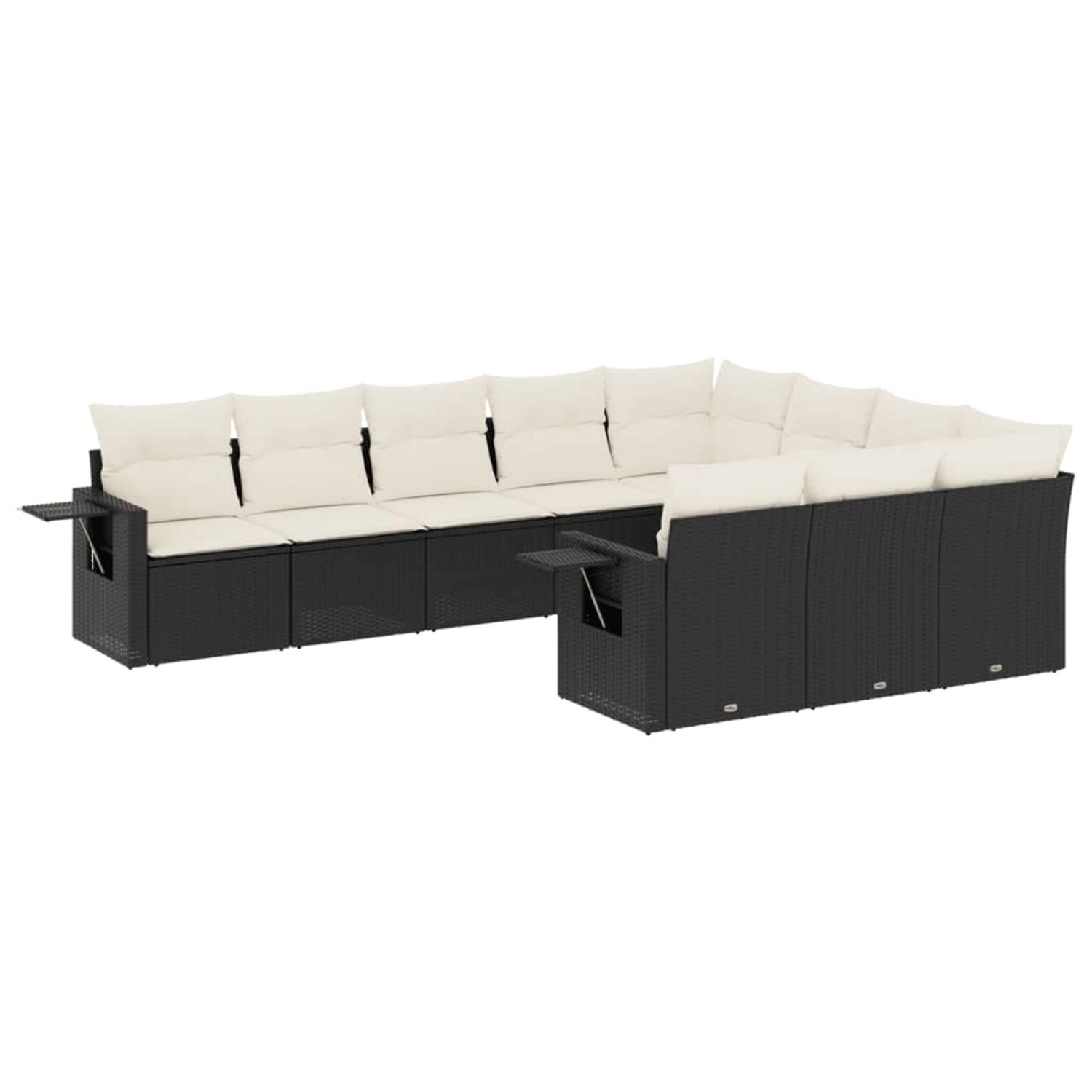 vidaXL 10-Tlg Garten-Sofagarnitur mit Kissen Schwarz Poly Rattan 3220685 günstig online kaufen