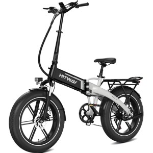 HITWAY E-Bike BK10S1, schwarz-grau, klappbar mit 20 Zoll Breitreifen, 7-Gang und Gepäckträger. Scheibenbremsen.