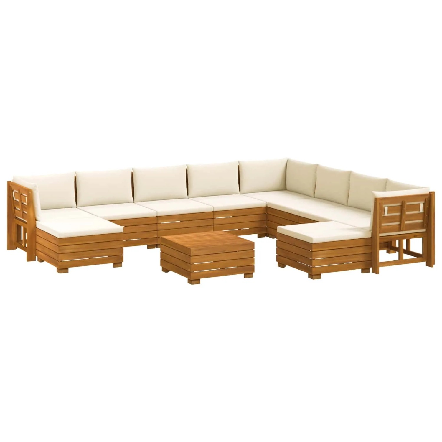 vidaXL Outdoor-Sofagarnitur 11 Stück Braun Massivholz Akazie 3403089