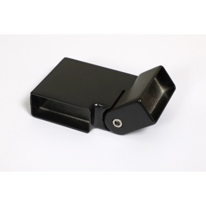Schwarzes Gelenk 0-45° mit 90° Winkel für Alu Handlauf, Zubehör für Treppen und Geländer.