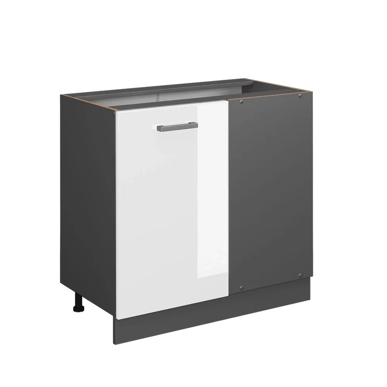 Vicco Eckunterschrank R-Line Weiß Hochglanz Anthrazit 86 cm ohne Arbeitsplatte