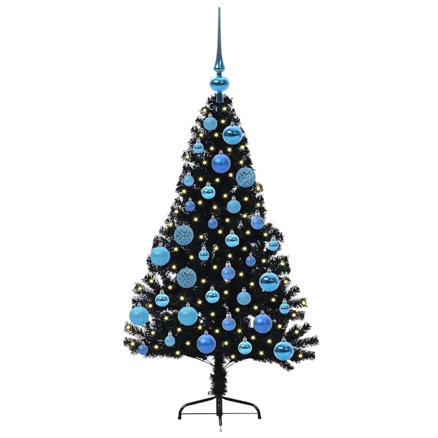 vidaXL Künstlicher Vorbeleuchteter Weihnachtsbaum Schwarz 120 cm PVC 3397122