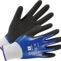Blau-schwarze Gartenhandschuhe mit Nitrilbeschichtung, Größe 7.