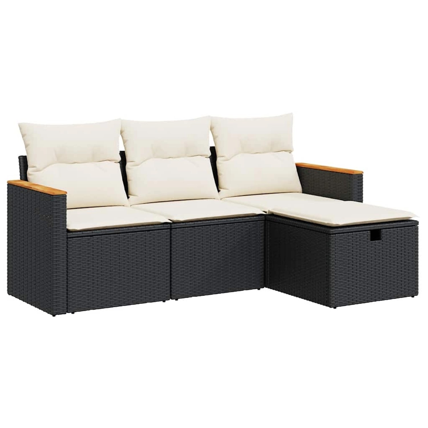 vidaXL 4-Tlg Garten-Sofagarnitur mit Kissen Schwarz Poly Rattan 3325892 günstig online kaufen