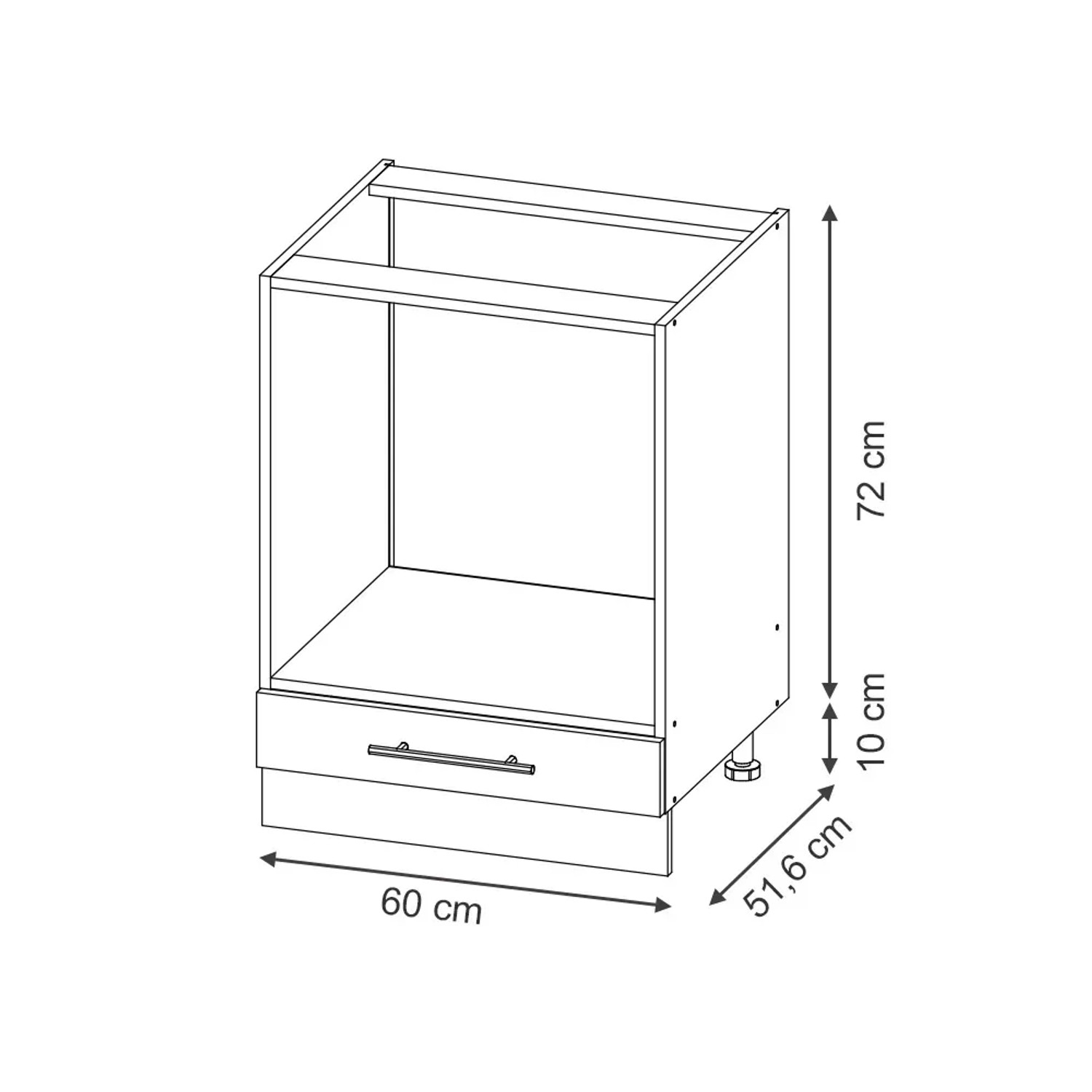 Vicco Herdumbauschrank Fame-Line, dunkelblau/weiß, 60cm, AP Eiche, Küchenschrank mit Schublade.