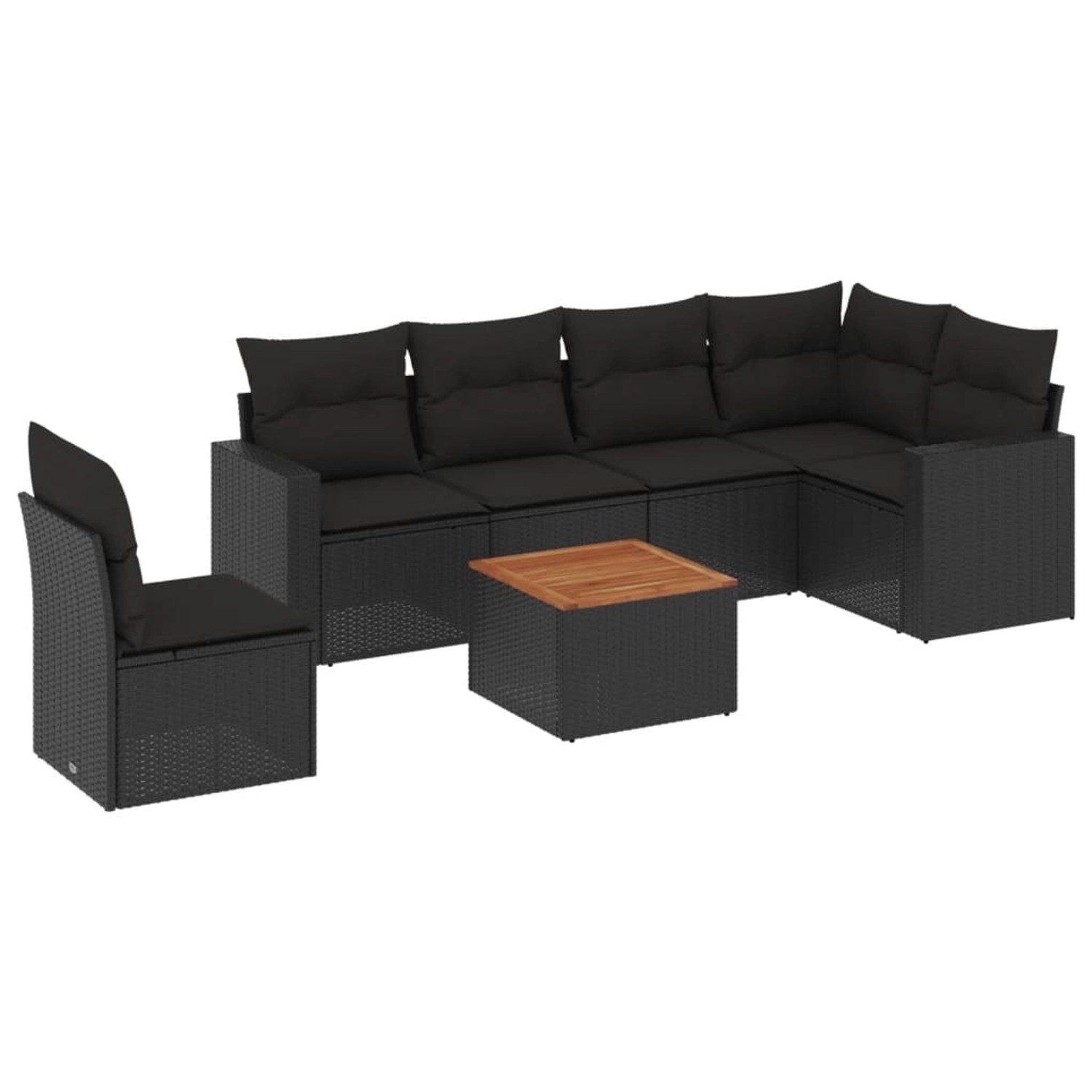 vidaXL 7-tlg Garten-Sofagarnitur mit Kissen Schwarz Poly Rattan Modell 98 günstig online kaufen