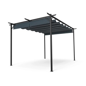 Blumfeldt Pantheon Pergola, 3x4 m, dunkelgrau, mit wetterfestem Polyesterdach und Stahlrahmen.