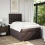 Dunkelbraunes vidaXL Boxspringbett 120x200 cm mit Matratze und Kopfteil.