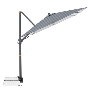 Doppler Ampelschirm myZone AX, 210x210 cm, Blockstreifen blau-grau, mit Kurbel und schwenkbar.