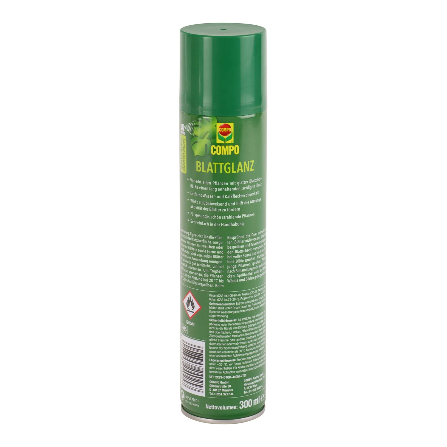Compo Blattglanz 300ml: Pflanzenstärkungsmittel für glänzende Blätter und gesunde Pflanzen.