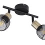 Globo Deckenstrahler Fiastra, schwarz, 2-flammig. LED-Spot mit Metallgitterschirmen.