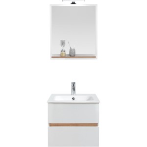 Pelipal Badmöbel-Set Mila Weiß Glanz mit Waschtisch, Unterschrank und Spiegel.