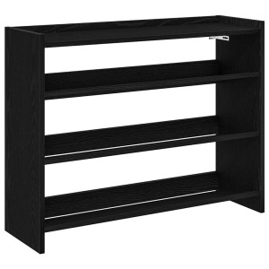 Schuhregal Schwarz, 80x25x62cm, aus Holzwerkstoff mit drei Ablagen. Praktische Schuhaufbewahrung.