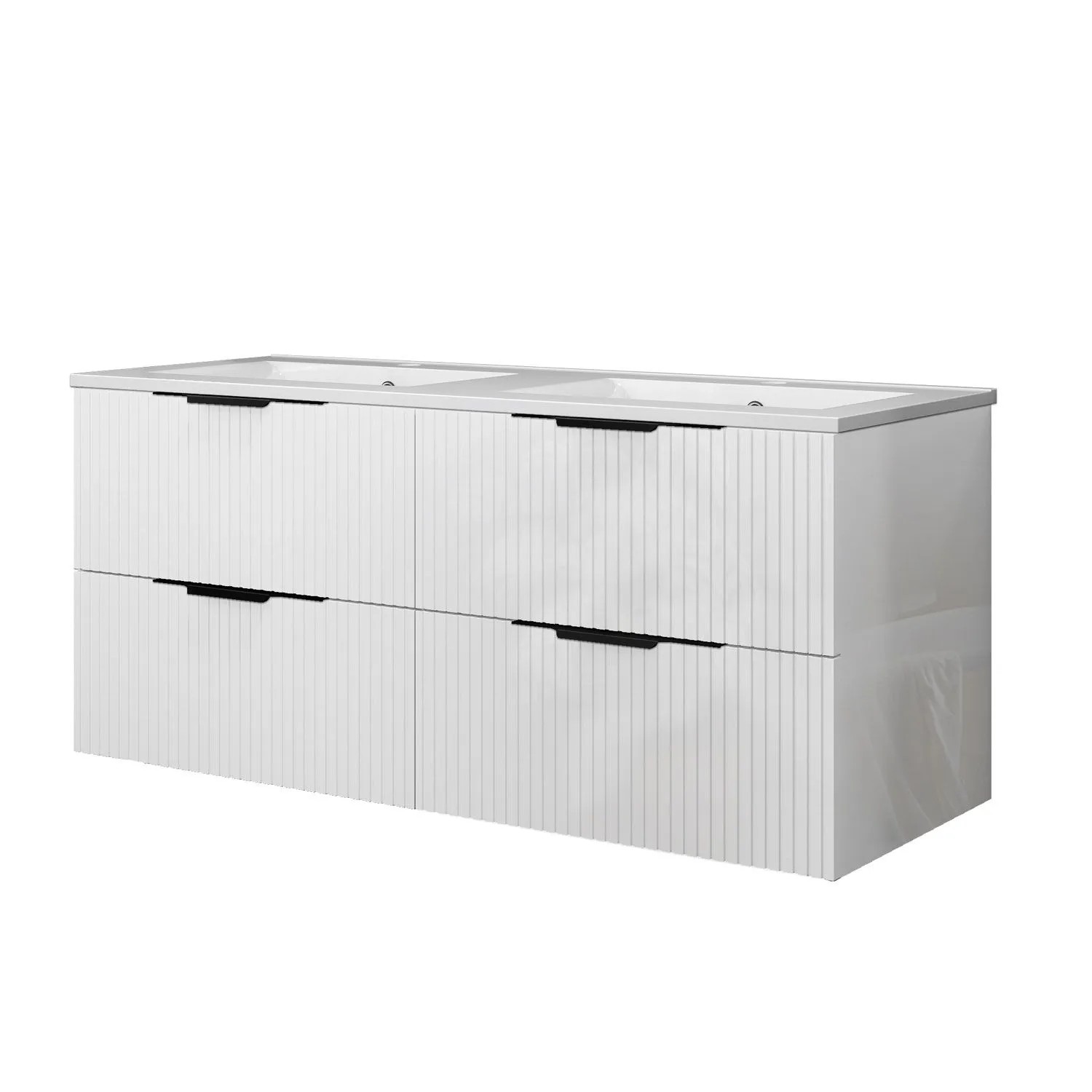 Duschspa Badmöbel 120cm Waschtisch mit Unterschrank Hochglanz Weiß
