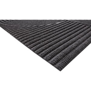 Anthrazitfarbene Struktur-Fußmatte 60x90 cm mit Streifenmuster für den Innenbereich.