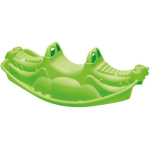 Grüne Krokodil Wippe für Kinder, ideal für Garten & Spielplatz.