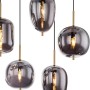 Globo Pendelleuchte Blacky I, 8-flammig, messingfarben mit rauchfarbenen Glasschirmen.