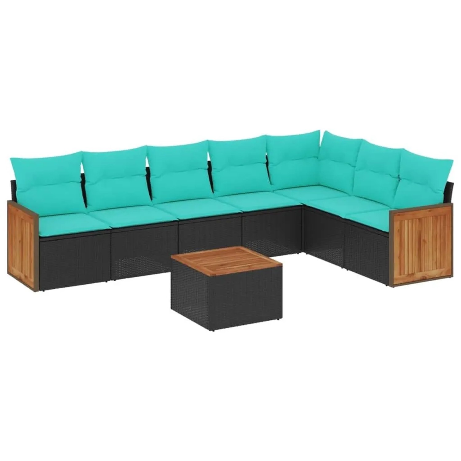 vidaXL 8-Tlg Gartensofa-Set mit Kissen Schwarz Polyrattan 3227716 günstig online kaufen