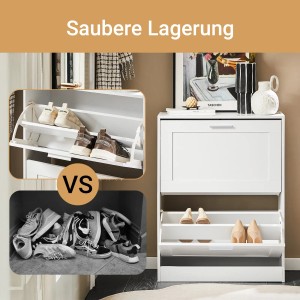 SoBuy Schuhkipper Schmal Schuhschrank mit 2 Klappen für Diele Flur FSR137-W