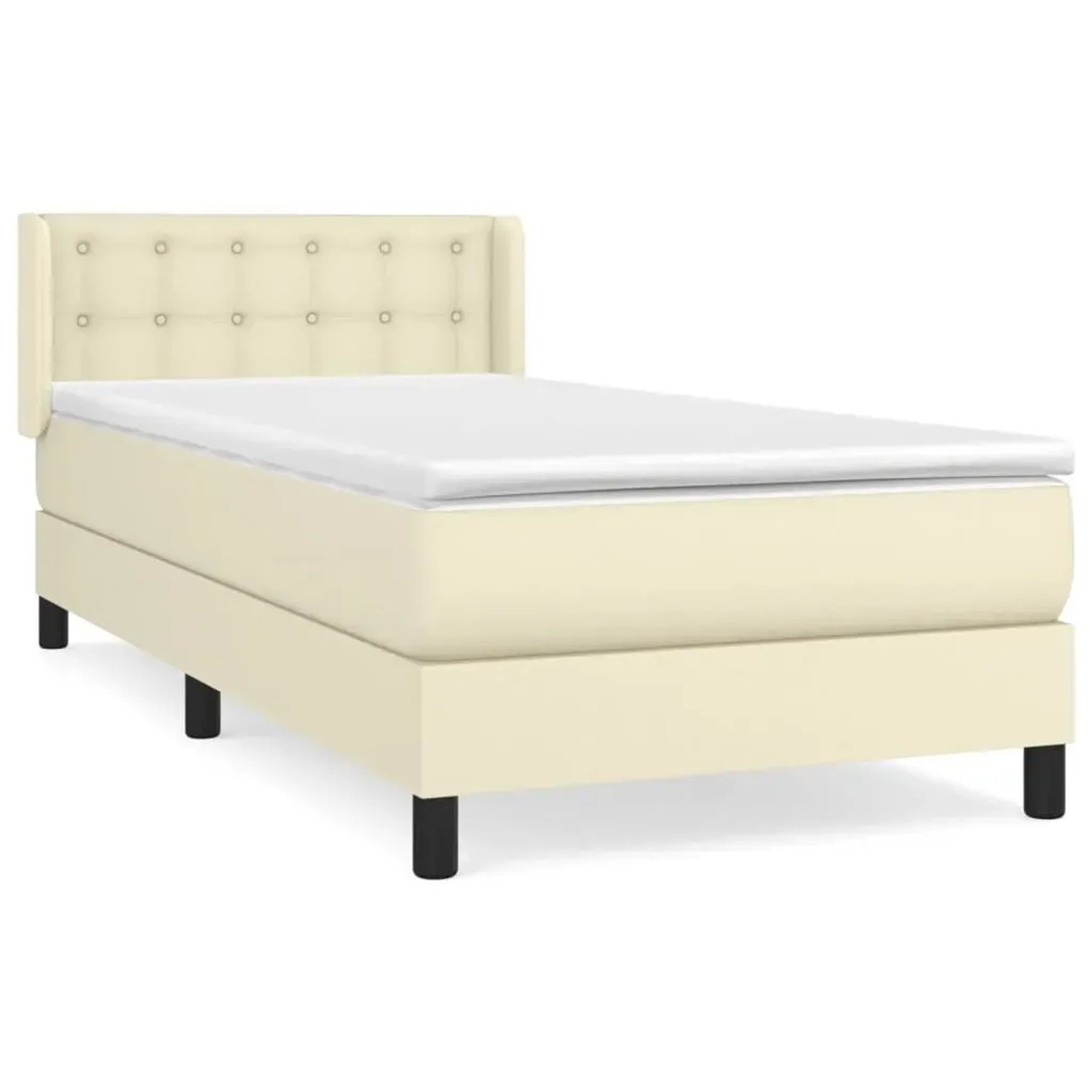 vidaXL Boxspringbett mit Matratze Creme 90x200 cm Kunstleder 3130759