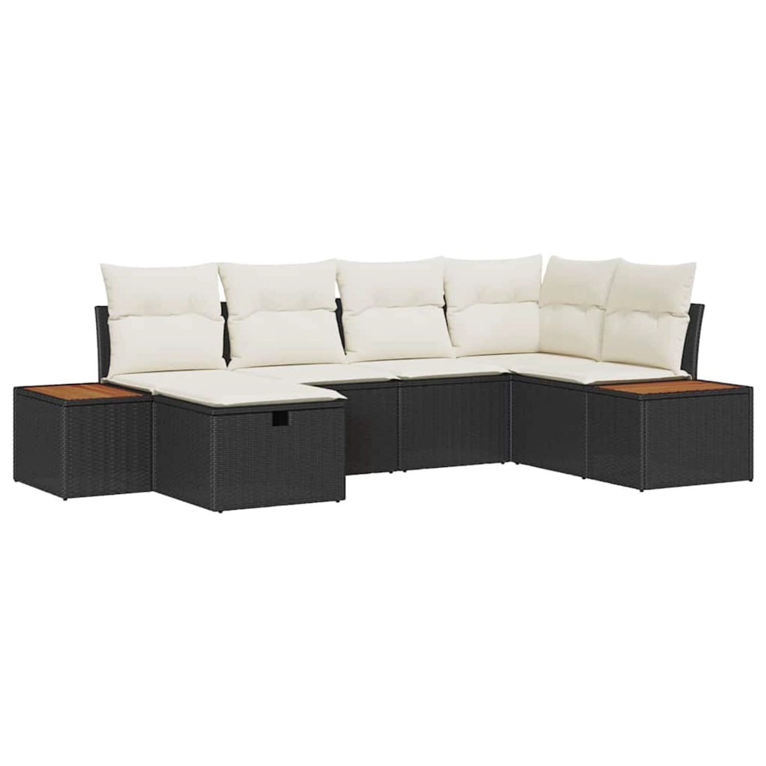 vidaXL Garten-Sofa-Set mit Kissen 6-Tlg Schwarz Poly Rattan 3359629 günstig online kaufen
