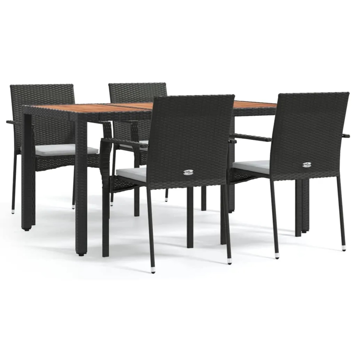 vidaXL 5-Tlg Garten-Essgruppe mit Kissen Schwarz Poly Rattan 3184989