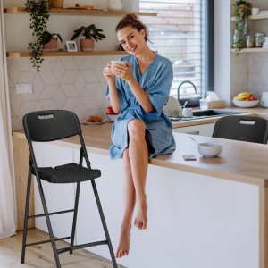 Relaxdays Barhocker 2er Set Kunststoff Stahl Weiß Klappbar 118 cm x 44,5 cm x 82 cm