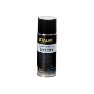 Schwarze Staloc Korrotech 2000 Multifunktionsöl Spraydose 400 ml mit Rostschutz für Metalloberflächen.