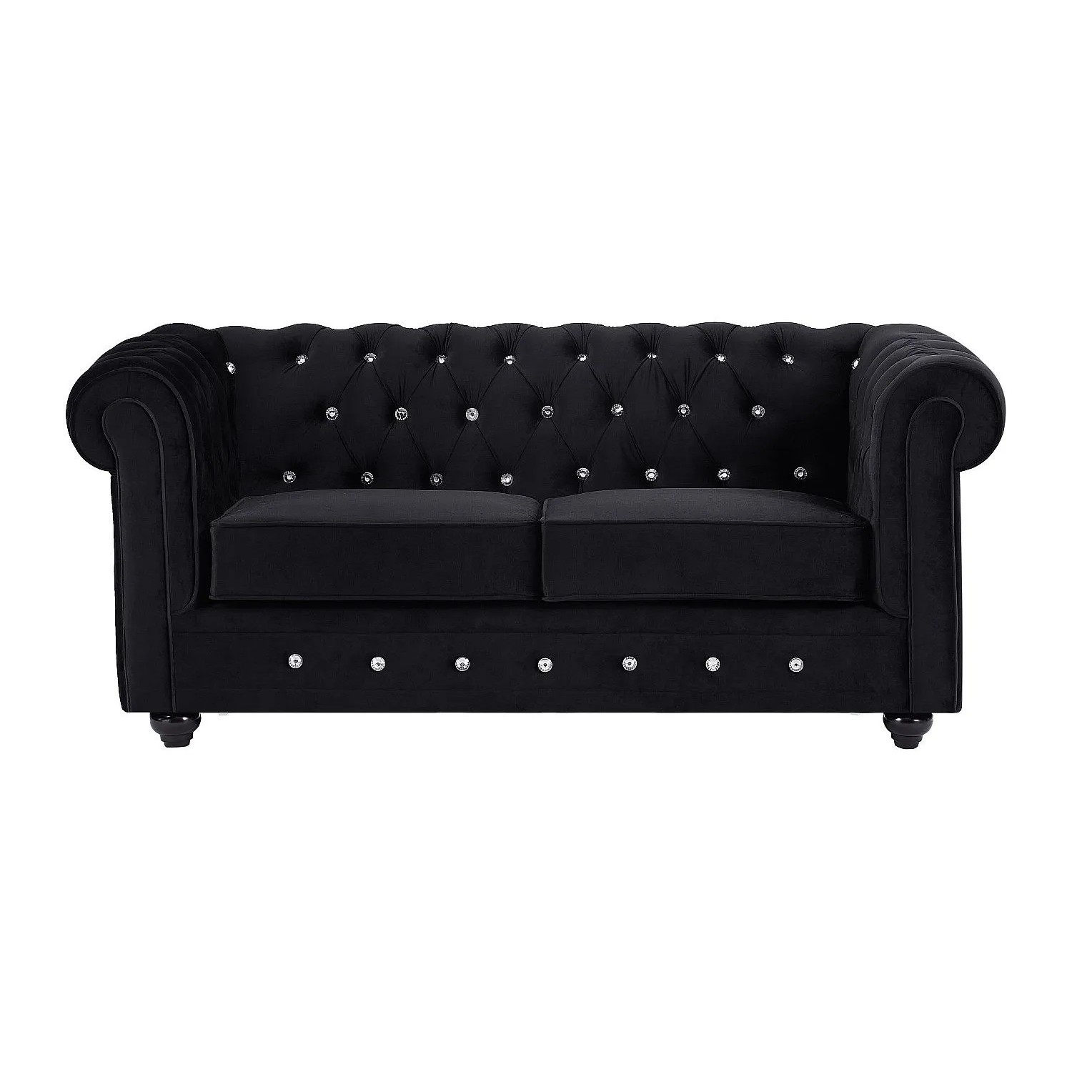 Vente-unique Sofa Ohne Schlafmöglichkeit Chesterfield Schwarz 165 cm
