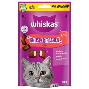 Whiskas Katzen-Ergänzungsfutter Knuspertaschen Rind 60 g