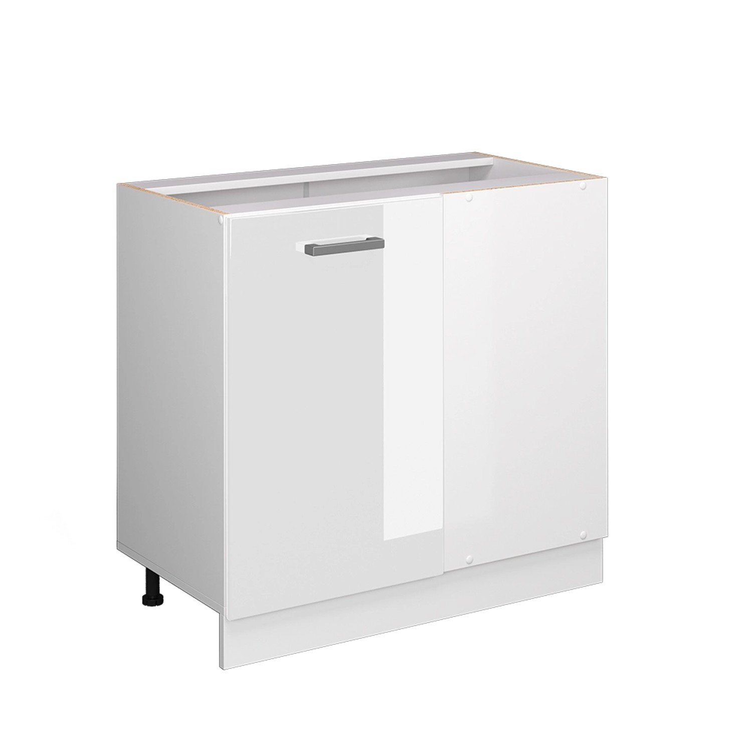 Vicco Eckunterschrank R-Line Weiß Hochglanz/Weiß 86 cm ohne Arbeitsplatte