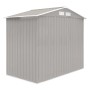 Hattoro S100 Metall Gerätehaus XL in Hellgrau mit Satteldach und Lüftungsgittern für den Garten.