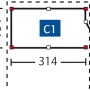 Grundriss Skan Holz Abstellraum C1, 314x164 cm, für Carport, grün imprägniert.