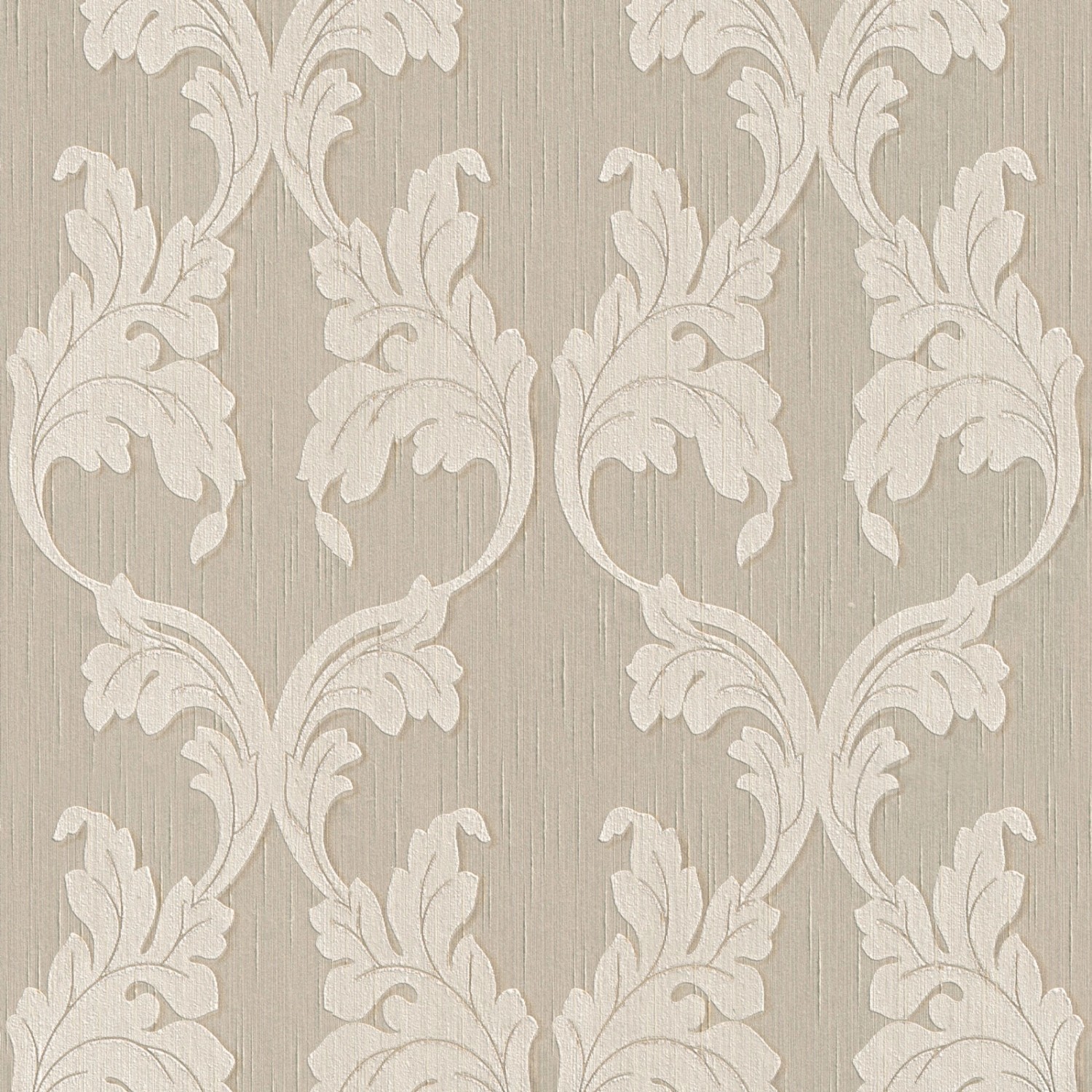 Bricoflor Gründerzeit Tapete Grau Beige Elegante Vlies Textiltapete mit Blatt Design für Ess und Wohnzimmer Blätter Vlie