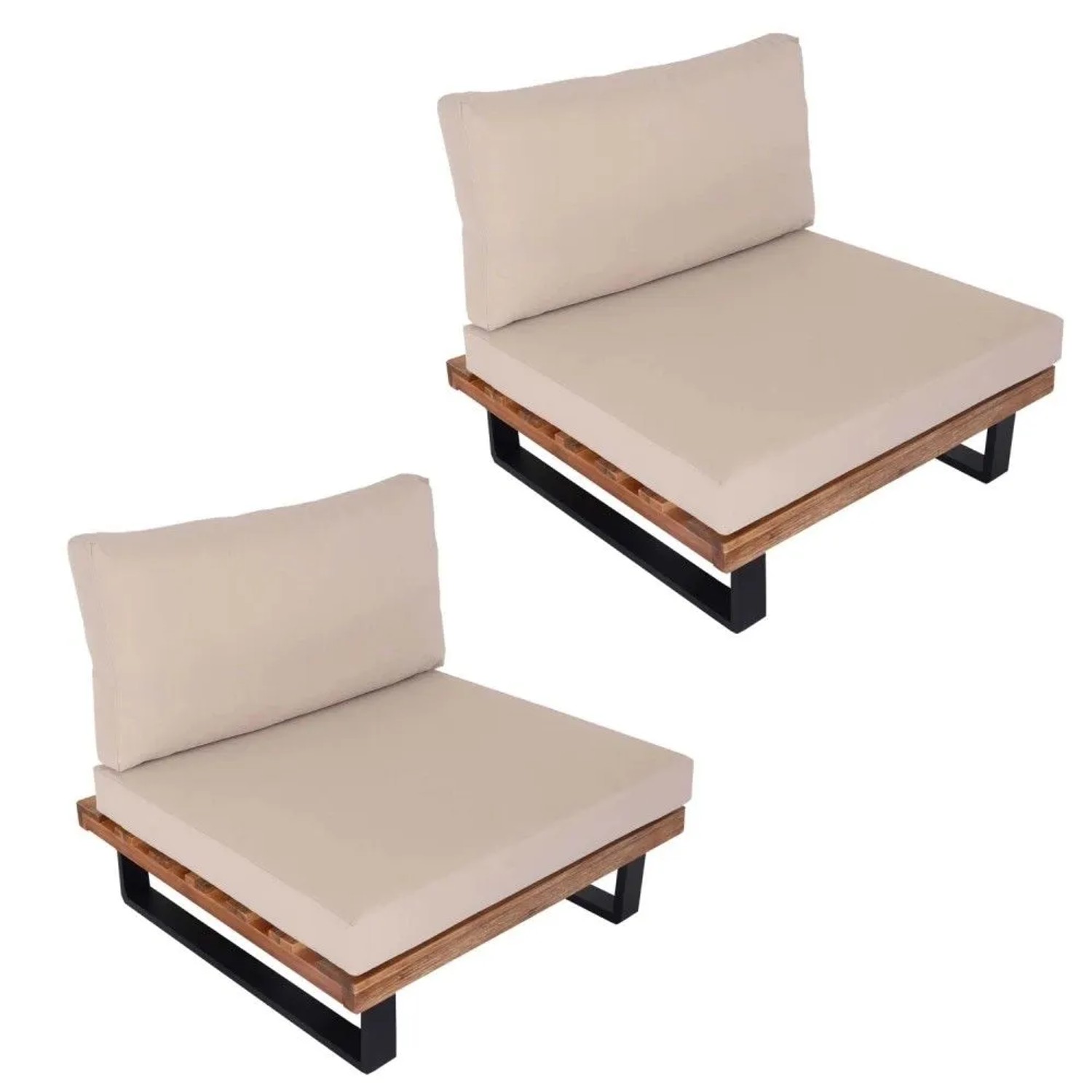 MCW Lounge-Sessel H54 2er-Set Hellbraun Polster Beige