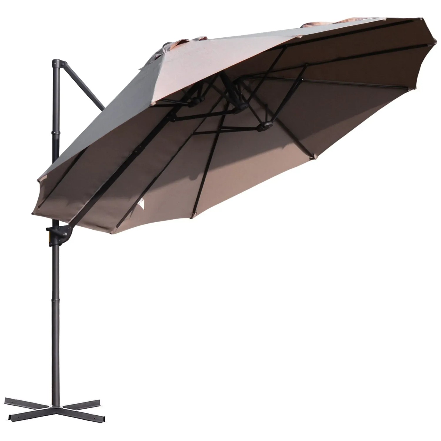 Outsunny Doppelsonnenschirm Umbrella Metall Braun L270 x B440 x H250 cm