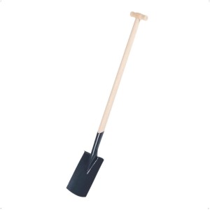 Galaflor Damenspaten mit schwarzem Stahlblatt, Trittkante und 85cm Buchen-T-Stiel für Gartenarbeiten.