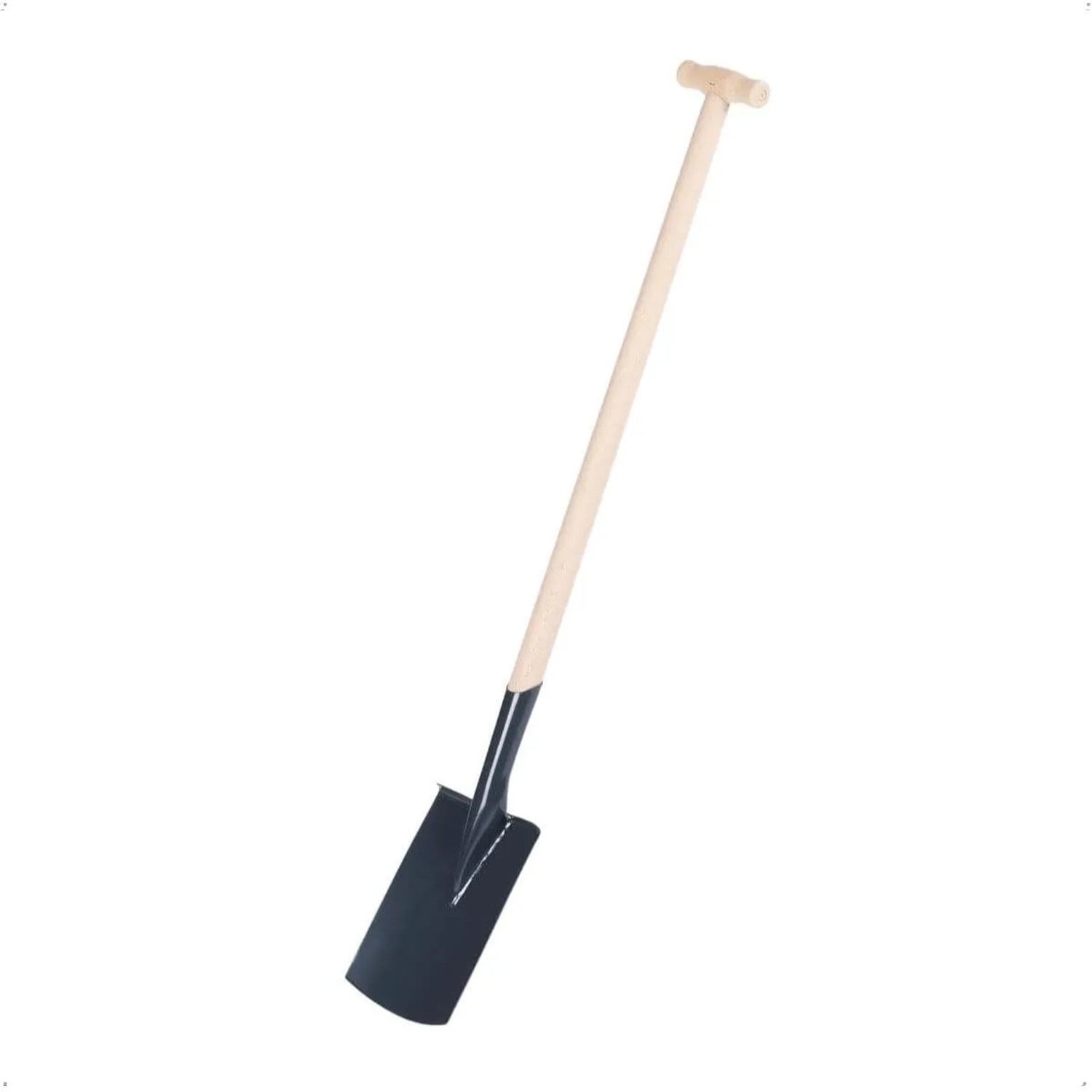 Galaflor Damenspaten mit Trittkante und T-Stiel Buche 85cm Holzstiel Gartenspaten Stahl Spaten