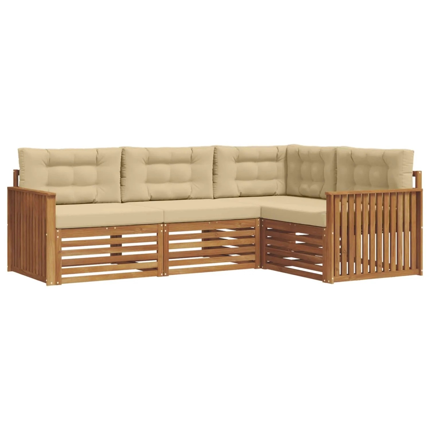 vidaXL Outdoor-Sofagarnitur mit Kissen 4-Tlg Natur und Beige 3373378