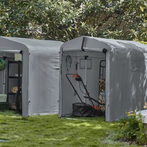 SoBuy Fahrradgarage für 2-4 Fahrräder Geräteschuppen mit UV-Schutz 159x165x219cm Grau KLS11-L-DG