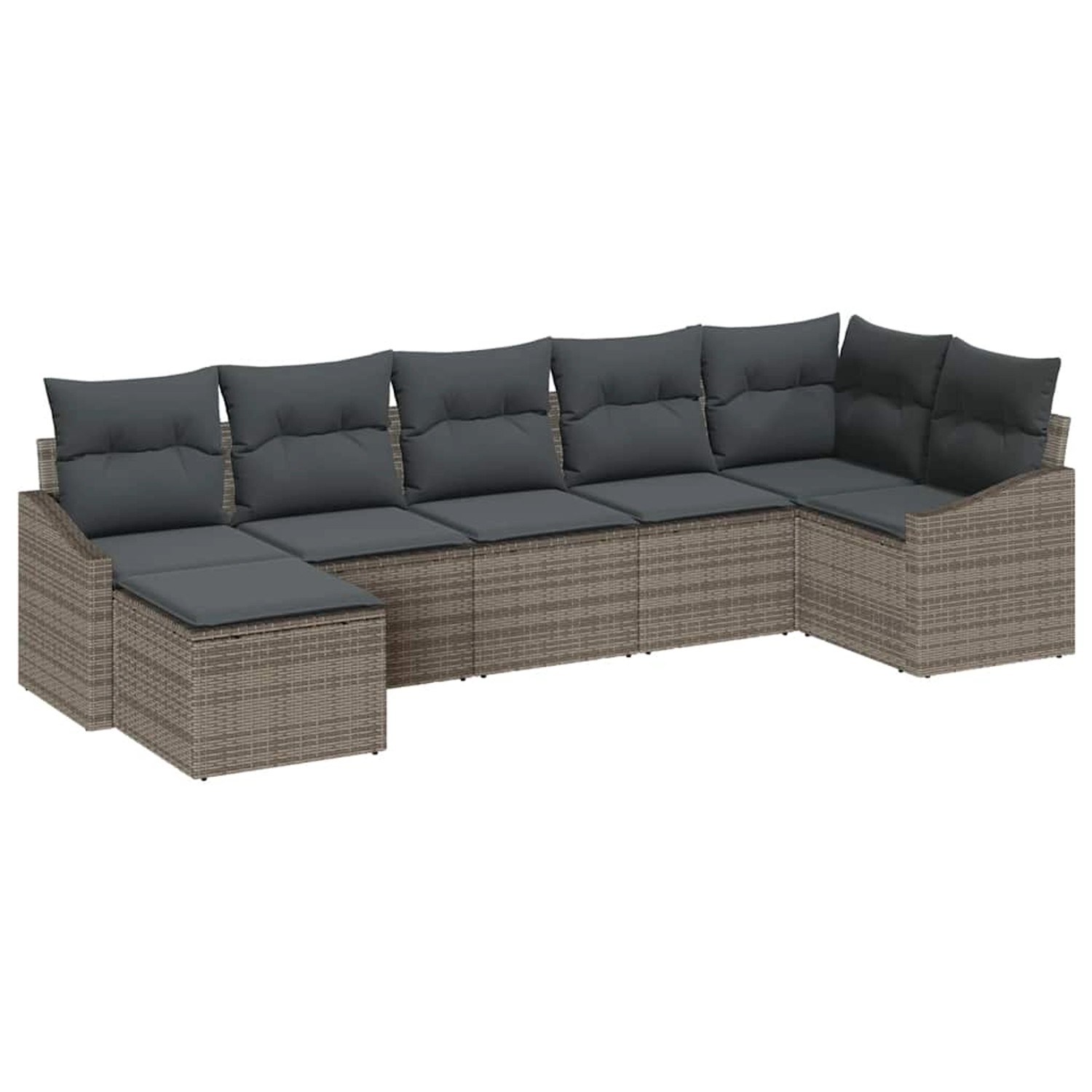 vidaXL Garten-Sofa-Set 7-Tlg Grau Poly Rattan 3346809 günstig online kaufen